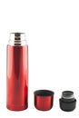 Opened red metal thermos Royalty Free Stock Photo