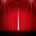 Opened red stage curtain Royalty Free Stock Photo