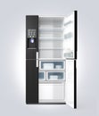 Opened refrigerator isolated on gray background Royalty Free Stock Photo