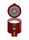 Opened round rice cooker. Simple flat illustration.