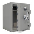 Opened safe box with combination lock closeup, 3D rendering Royalty Free Stock Photo