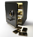 Opened safe with gold ingots Royalty Free Stock Photo