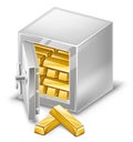 Opened safe with gold ingots