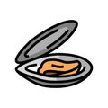 opened shell mussel color icon vector illustration