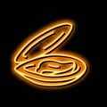 opened shell mussel neon glow icon illustration