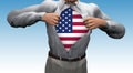 Opened shirt reveals USA Flag Royalty Free Stock Photo