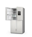 Opened Smart refrigerator with LCD screen. Royalty Free Stock Photo