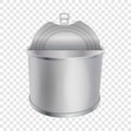 Opened tin can mockup, realistic style Royalty Free Stock Photo