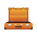 Opened travel suitcase icon, flat design