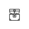 Opened treasure chest outline icon. Vector