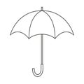 Opened umbrella. Black and white vector icon. Template for coloring and design isolated.