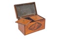 An Opened Vintage Wooden Tea Twin Caddy and Compartments Royalty Free Stock Photo