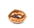 Opened walnut on a white background