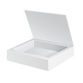 Opened White Cardboard Package Box. Gift Candy. On White Background . Ready For Your Design. Product Packing