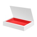 Opened White Red Cardboard Package Box. Gift Candy. On White Background Isolated. Ready For Your Design. Royalty Free Stock Photo