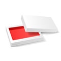Opened White Red Cardboard Package Mock Up Box. Gift Candy. Royalty Free Stock Photo