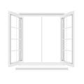 Opened white window frame on white background Royalty Free Stock Photo