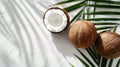 The Fresh Cut Coconuts.AI generated image Royalty Free Stock Photo