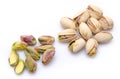 Opened and whole pistachios Royalty Free Stock Photo
