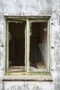 Opened window glass broken to an abandon building Royalty Free Stock Photo