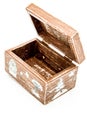 opened wooden box on white Royalty Free Stock Photo