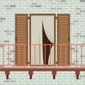 Opened Wooden Door With Balcony