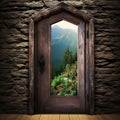 opened wooden door generated by AI tool