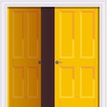 Opened yellow door freedom opening concept Royalty Free Stock Photo