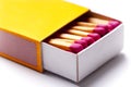 Opened yellow matchbox Royalty Free Stock Photo