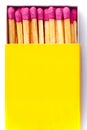 Opened yellow matchbox Royalty Free Stock Photo