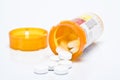 Openend bottle of prescription pills Royalty Free Stock Photo