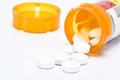 Openend bottle of prescription pills Royalty Free Stock Photo