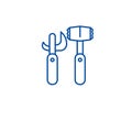 Opener meat mallet line icon concept. Opener meat mallet flat vector symbol, sign, outline illustration.