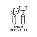 Opener meat mallet line icon, outline sign, linear symbol, vector, flat illustration Royalty Free Stock Photo