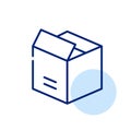 Opening a box. Receiving a delivery or packing stuff to move. Pixel perfect icon Royalty Free Stock Photo