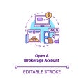 Opening brokerage account concept icon