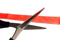 opening ceremony: scissors cutting a red ribbon Royalty Free Stock Photo