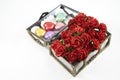 Opening Chocolate boxes with roses Royalty Free Stock Photo