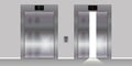 Opening and closed chrome elevator doors. Realistic vector illustration Royalty Free Stock Photo