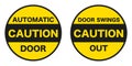 Opening and closing automatic doors. Plates for automatic doors. Background sticker. Vector illustration