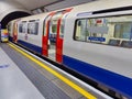 Opening doors of a London Underground tube train Royalty Free Stock Photo