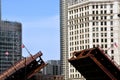 Opening DuSable bridge in Michigan Avenue, Chicago - USA divided concept Royalty Free Stock Photo