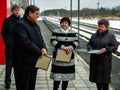 The opening of the first in Russia modular waiting room at the railway station `Matlievska` in the Kaluga region.