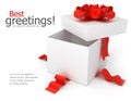 Opening gift box with red bow Royalty Free Stock Photo