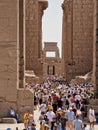 The opening hour at the Great Hypostyle Hall and clouds at the Temples of Karnak (ancient Thebes). Royalty Free Stock Photo