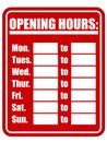 Opening Hours Sign EPS Royalty Free Stock Photo