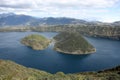 The opening between the islands of Lake Cuicocha