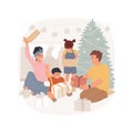 Opening presents isolated cartoon vector illustration.