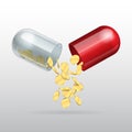 Opening red medical capsule Royalty Free Stock Photo