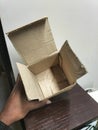 Opening a Small Cardboard Box stock photo